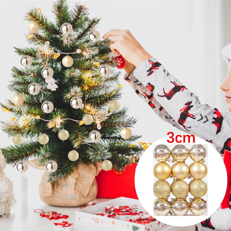 Christmas Ball Ornaments 24Pcs Shatterproof Christmas Hanging Balls Xmas Tree Decorations Holiday Wedding Party Decor (Gold, 3Cm/1.18In)