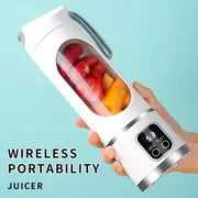 Portable USB Rechargeable Mini Blender & Juicer - 3 Modes, Digital Display, 12-Blade, 15.22oz, Easy Clean, Ideal for Travel - Fresh Juices Anywhere