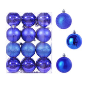 Blue 1.18" Small Christmas Balls Christmas Tree Decor Ornaments Shatterproof Hanging Balls for Birthday Valentine Easter Wedding Decorations Set of 24Pcs