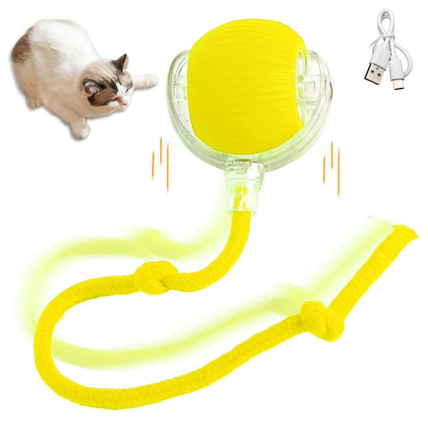 Smart Electric Cat Rolling Ball Toys Automatic Rolling Ball Faux Tail Rechargeable Smart Pet Interactive Playing Toy