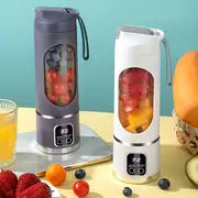 Portable USB Rechargeable Mini Blender & Juicer - 3 Modes, Digital Display, 12-Blade, 15.22oz, Easy Clean, Ideal for Travel - Fresh Juices Anywhere