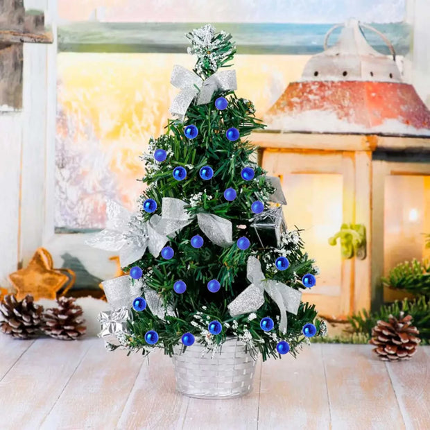 Blue 1.18" Small Christmas Balls Christmas Tree Decor Ornaments Shatterproof Hanging Balls for Birthday Valentine Easter Wedding Decorations Set of 24Pcs