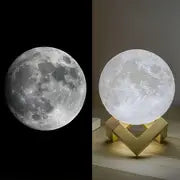 3D Printed Moon Lamp With Bracket And Remote Control USB Plug-in Moon Lamp, Suitable For Birthday Gifts For Friends And Lovers, White Ball Moon Lamp Wooden Frame Base, 16 Colors LED Night Light