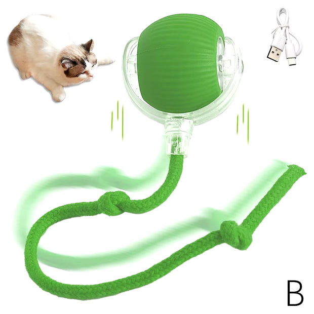 Smart Electric Cat Rolling Ball Toys Automatic Rolling Ball Faux Tail Rechargeable Smart Pet Interactive Playing Toy