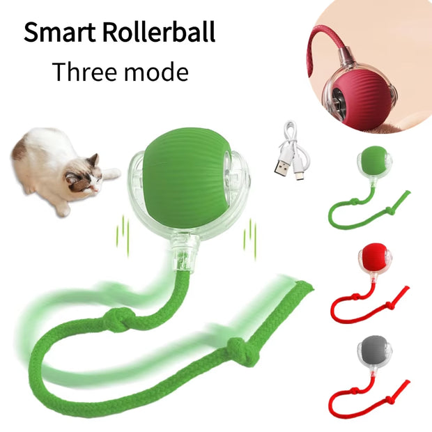 Smart Electric Cat Rolling Ball Toys Automatic Rolling Ball Faux Tail Rechargeable Smart Pet Interactive Playing Toy