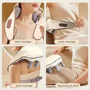 Versatile Electric Massage Pad for Neck, Back & Shoulders - Kneading & Pressure Relief for Pain in Shoulders, Waist, Feet & Legs - Rechargeable Battery/USB Powered for Car, Office &