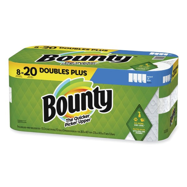 Bounty Quick Size Paper Towels, White, 8 Family Rolls = 20 Regular Rolls