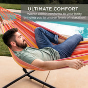 2-Person Brazilian-Style Double Hammock w/ Carrying Bag and Steel Stand