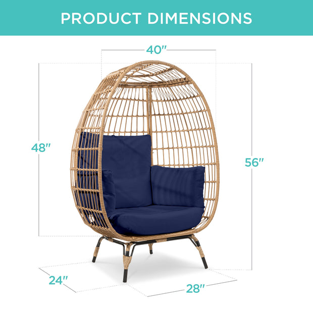 Wicker Egg Chair Oversized Indoor Outdoor Patio Lounger