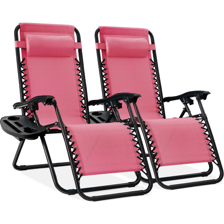 Set of 2 Adjustable Zero Gravity Patio Chair Recliners w/ Cup Holders