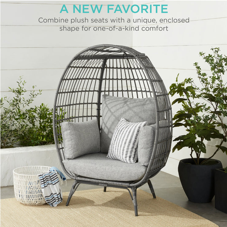 Wicker Egg Chair Oversized Indoor Outdoor Patio Lounger