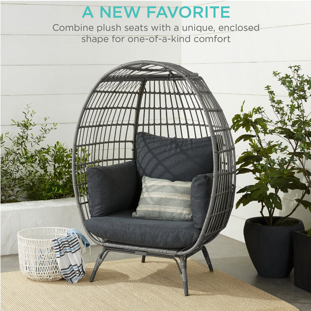 Wicker Egg Chair Oversized Indoor Outdoor Patio Lounger