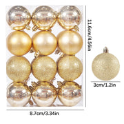 Christmas Ball Ornaments 24Pcs Shatterproof Christmas Hanging Balls Xmas Tree Decorations Holiday Wedding Party Decor (Gold, 3Cm/1.18In)