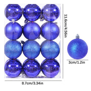 Blue 1.18" Small Christmas Balls Christmas Tree Decor Ornaments Shatterproof Hanging Balls for Birthday Valentine Easter Wedding Decorations Set of 24Pcs