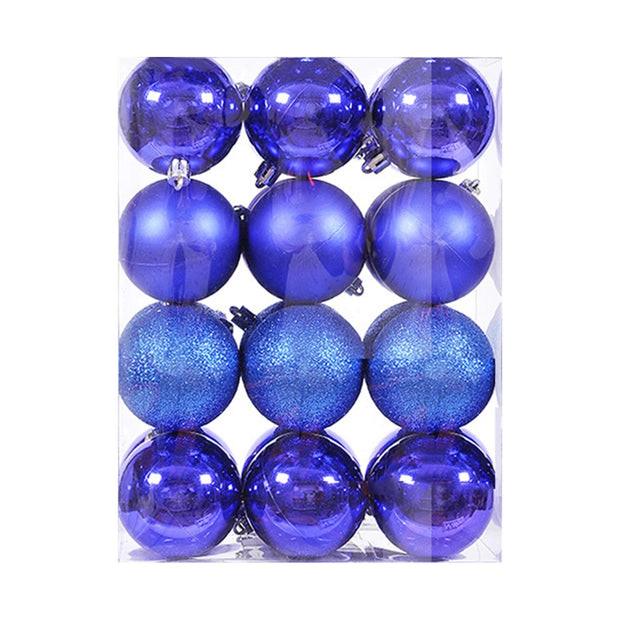 Blue 1.18" Small Christmas Balls Christmas Tree Decor Ornaments Shatterproof Hanging Balls for Birthday Valentine Easter Wedding Decorations Set of 24Pcs